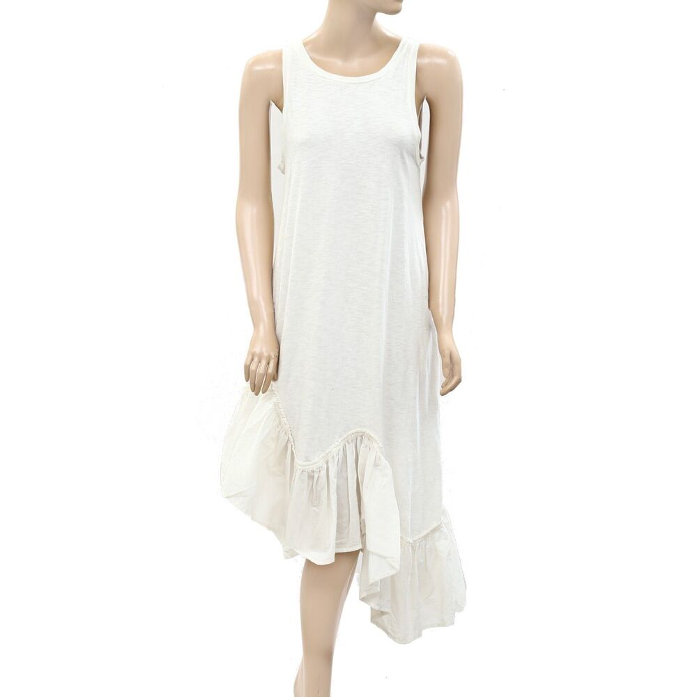 Daily Practice by Anthropologie Asymmetrical Ruffle-Hem Dress Cotton M 273366